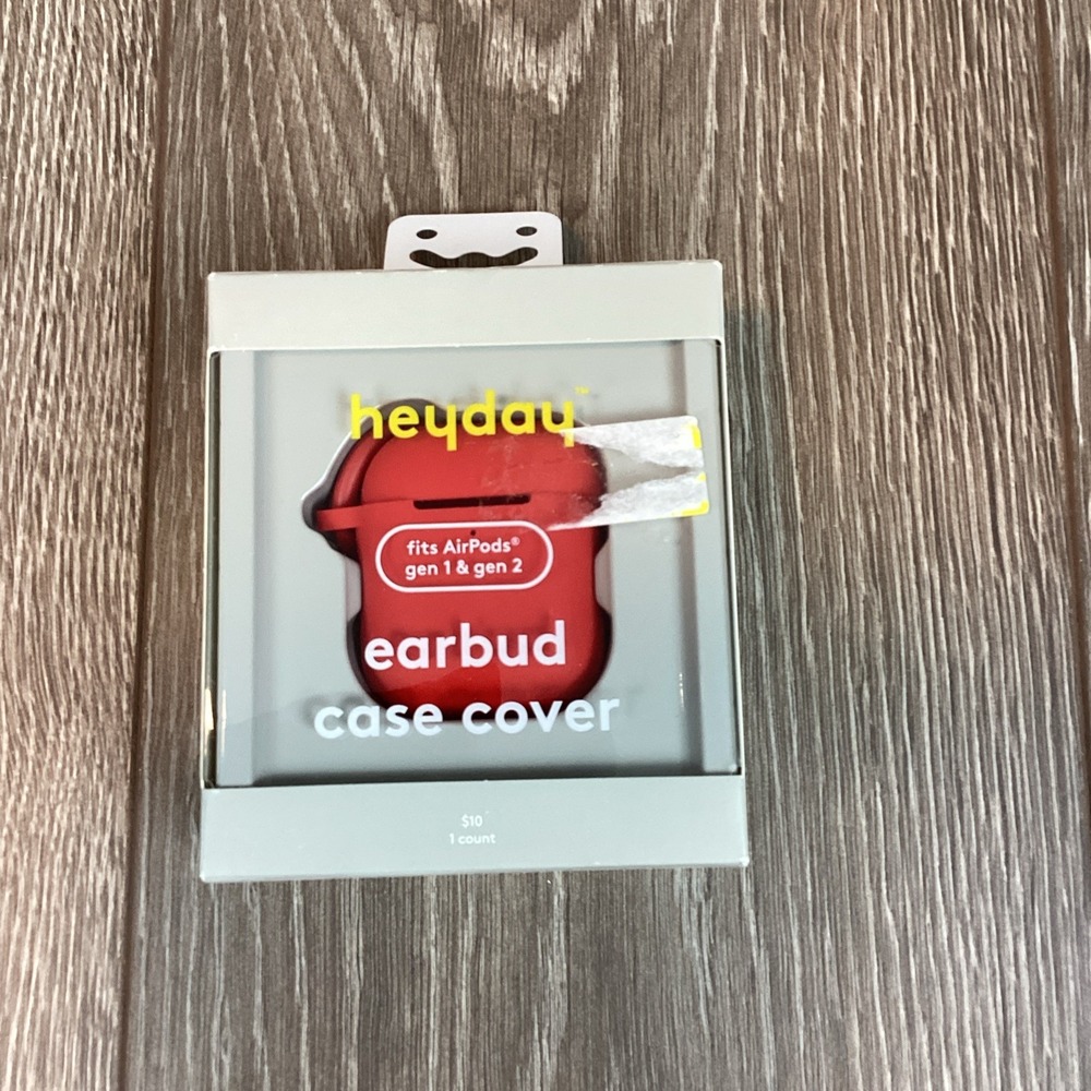 Heyday Red AirPods Earbud Case Cover with Clip Fits‎ Gen 1  and  2  New